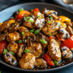 Zwarte peper kip met champignons recept – een snel, smaakvol wokgerecht met kip, champignons en zwarte pepersaus dat iedereen kan maken