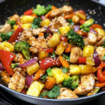 Broccoli kip roerbak recept – makkelijke wokmaaltijd met paprika, ananas en sojasaus. Gezond, snel en perfect voor elke doordeweekse avond