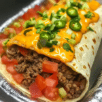 Nacho Kaas Rundvlees Wrap – Smeuïge Tex-Mex wrap met gekruid gehakt, romige kaassaus en knapperige groenten in 20 minuten klaar.
