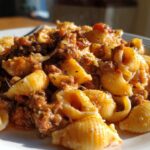 Creamy Beef and Shells in Garlic Parmesan Sauce