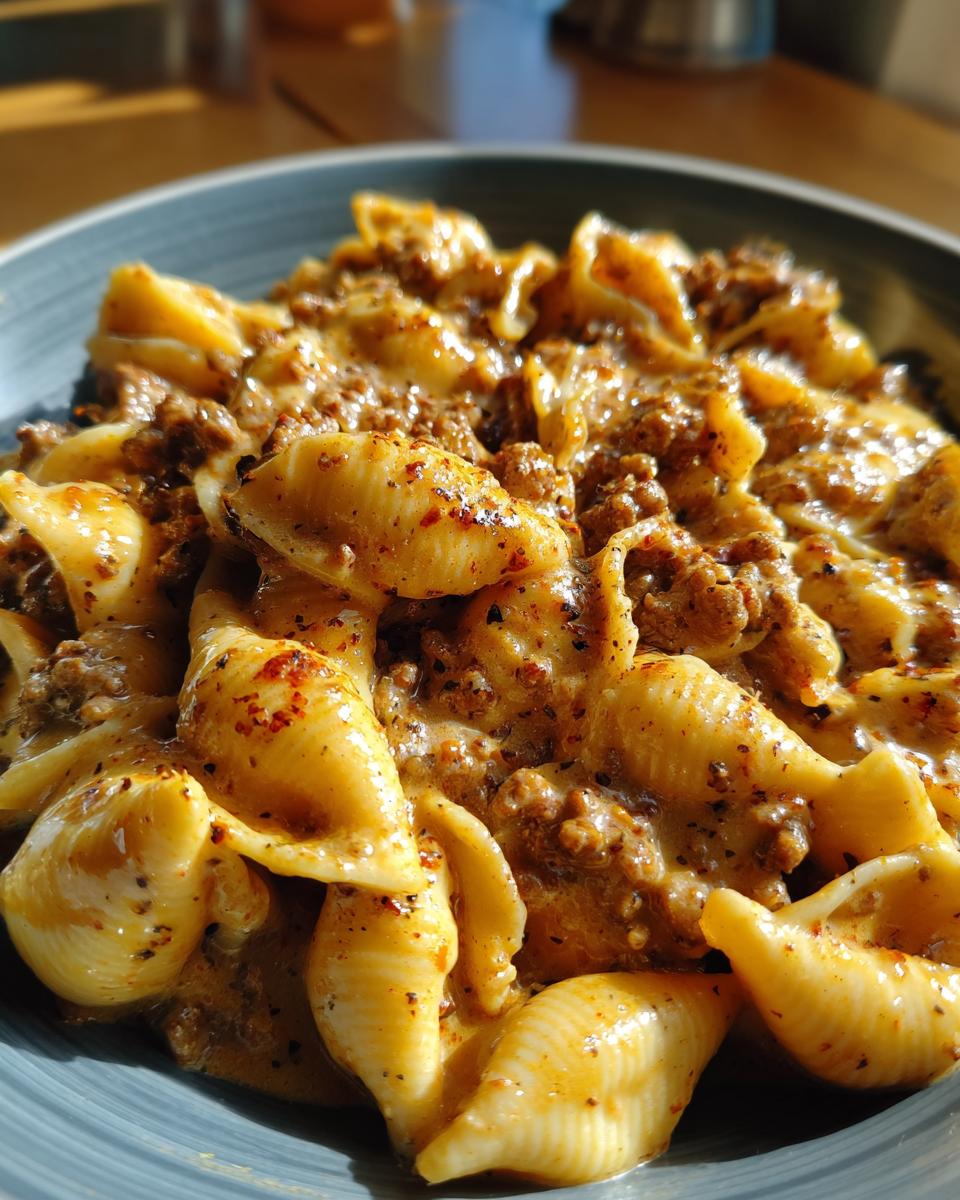 Creamy Beef and Shells in Garlic Parmesan Sauce - detail 3