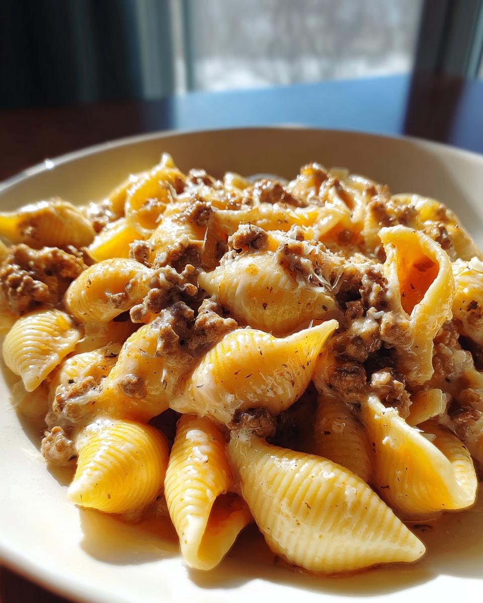 Creamy Beef and Shells in Garlic Parmesan Sauce - detail 4