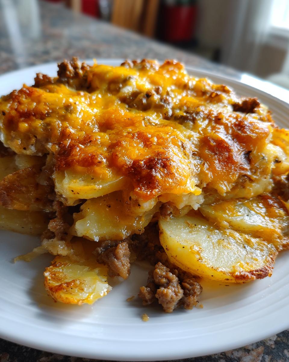 Eenvoudige 5-Ingrediënten Hamburger & Aardappel Ovenschotel - detail 5