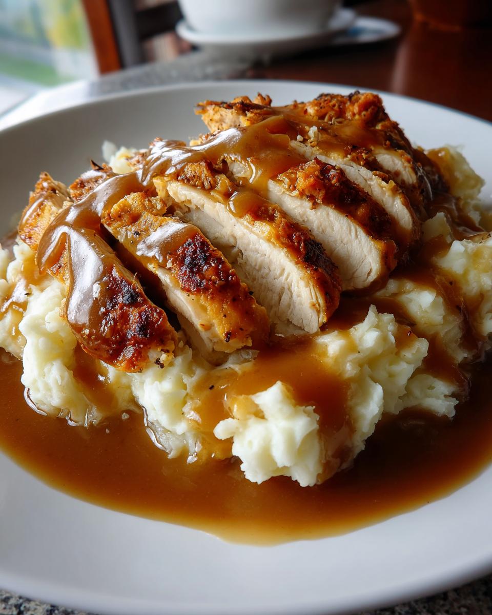 Eenvoudige Kip met Saus Over Aardappelpuree - detail 1