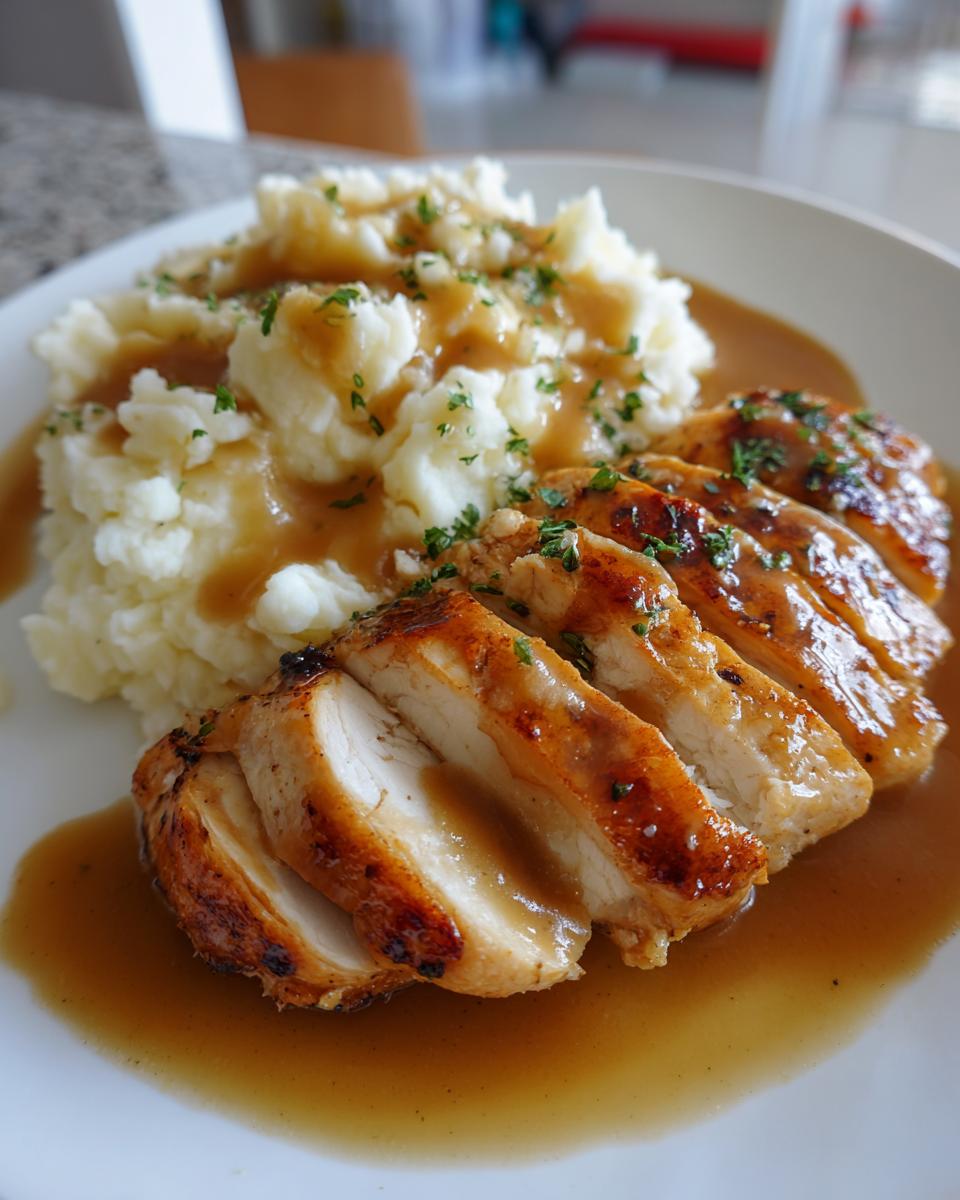 Eenvoudige Kip met Saus Over Aardappelpuree - detail 2