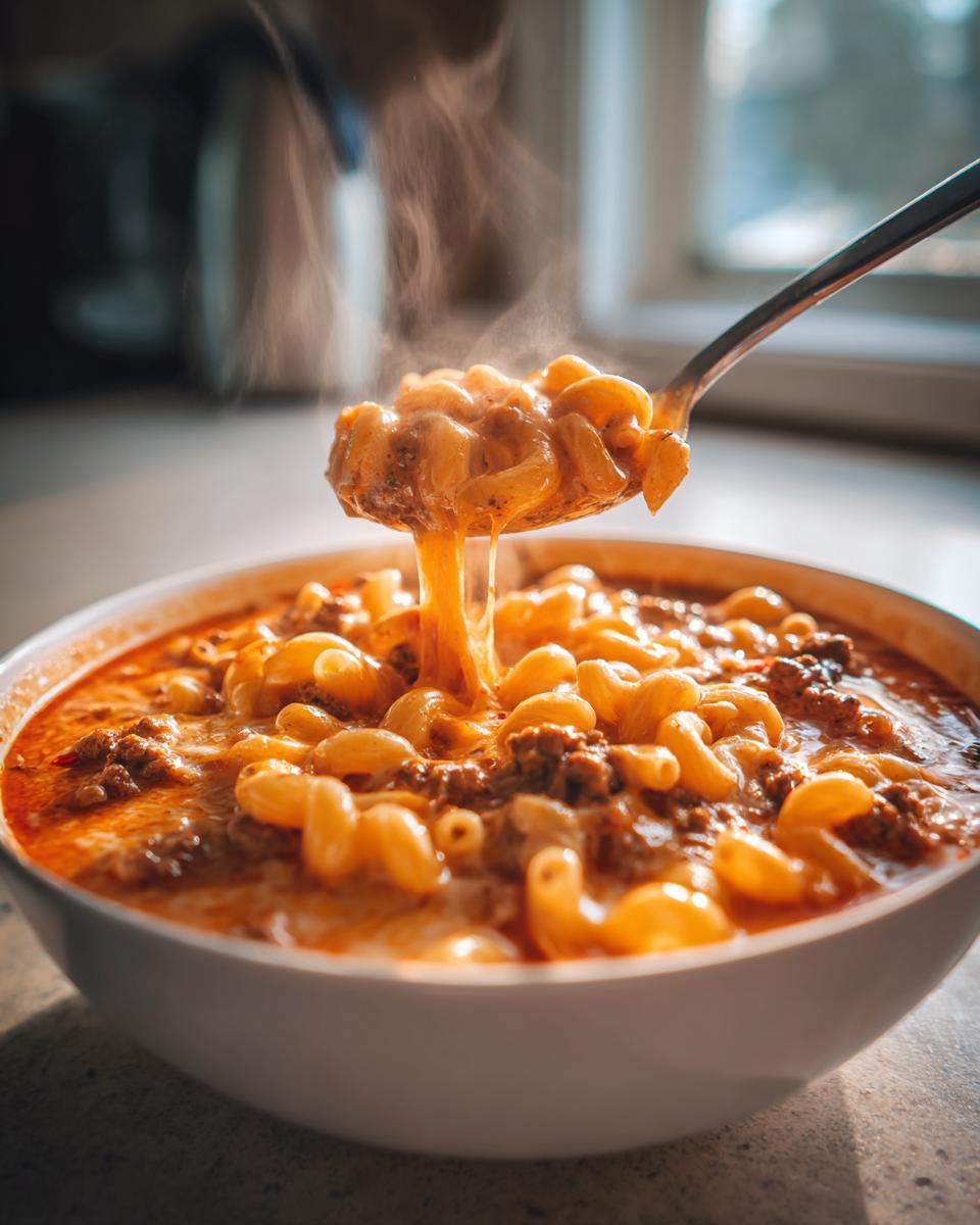 Eén-Pan Macaroni Cheeseburger Soep - detail 4