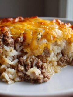 Franse Ui Gehakt en Rijst Ovenschotel