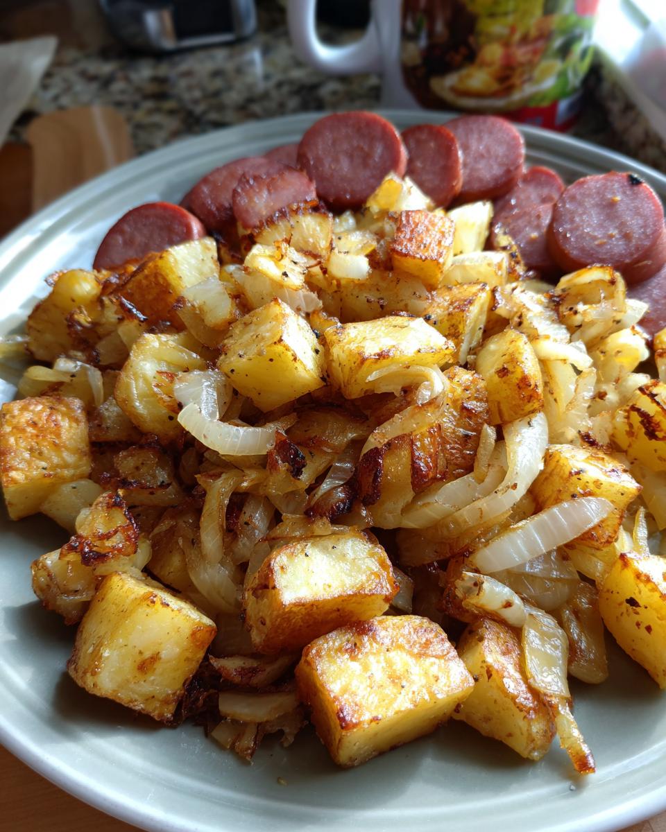 Fried Potatoes and Onions with Smoked Sausage - detail 3