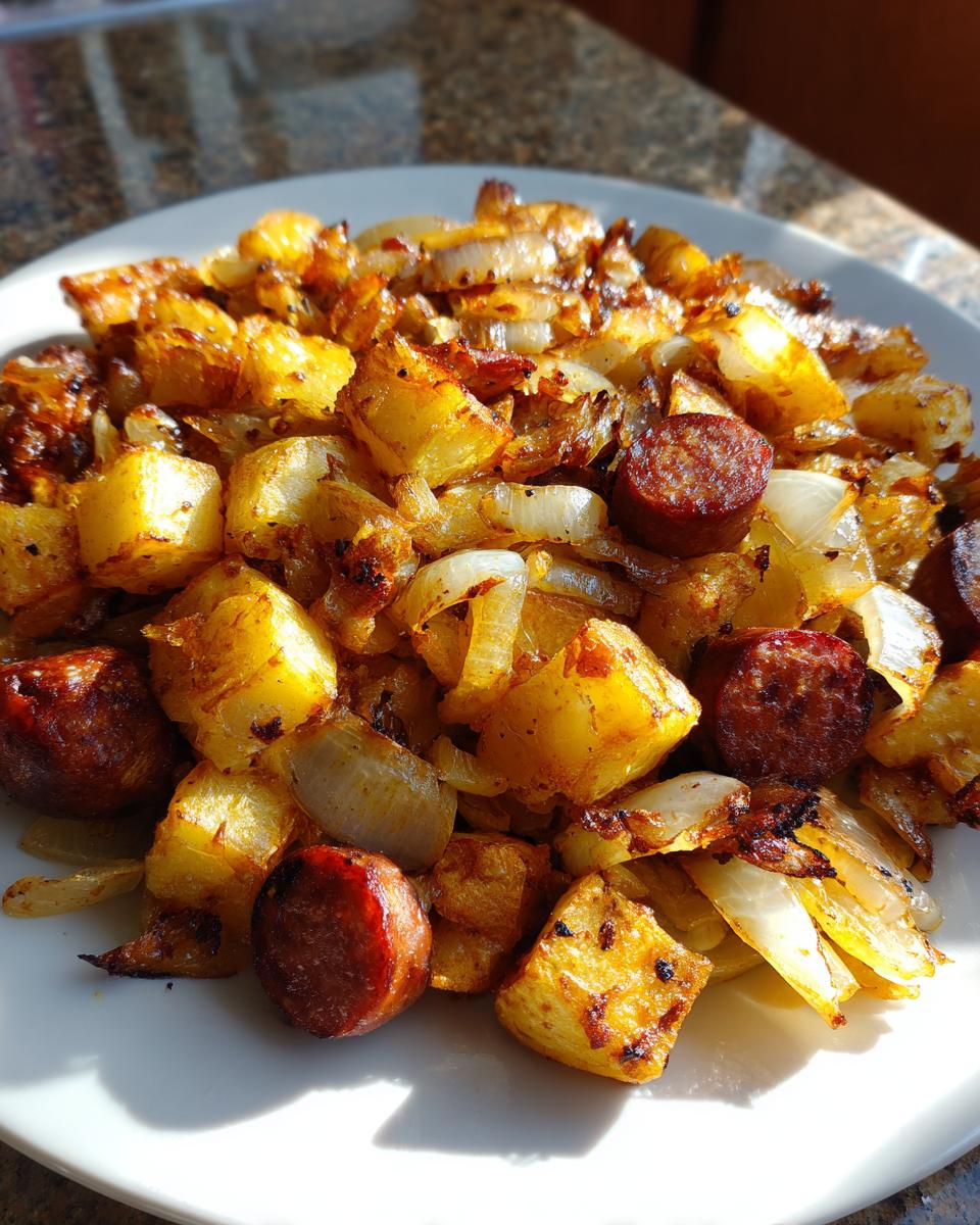 Fried Potatoes and Onions with Smoked Sausage - detail 4