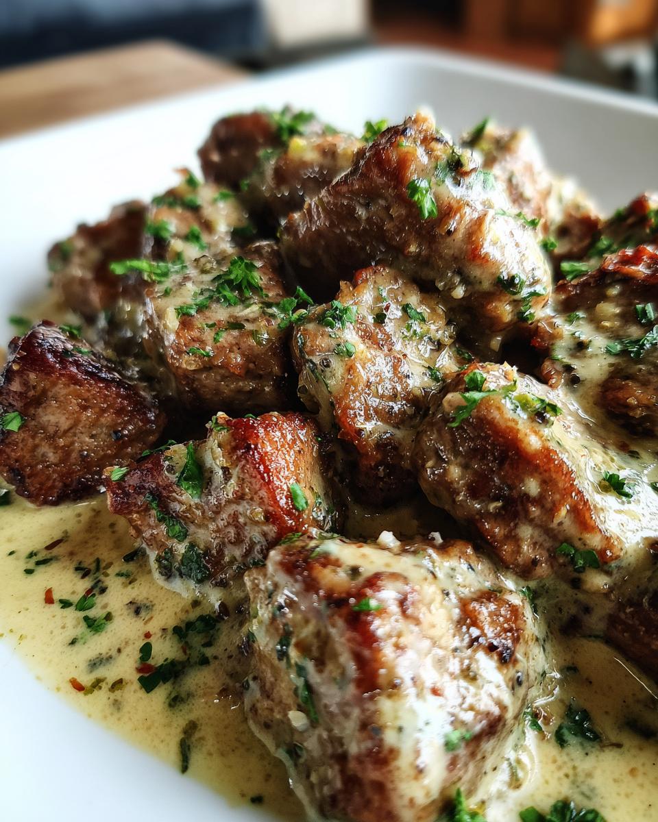 Garlic Butter Beef Bites with Parmesan Cream Sauce - detail 3