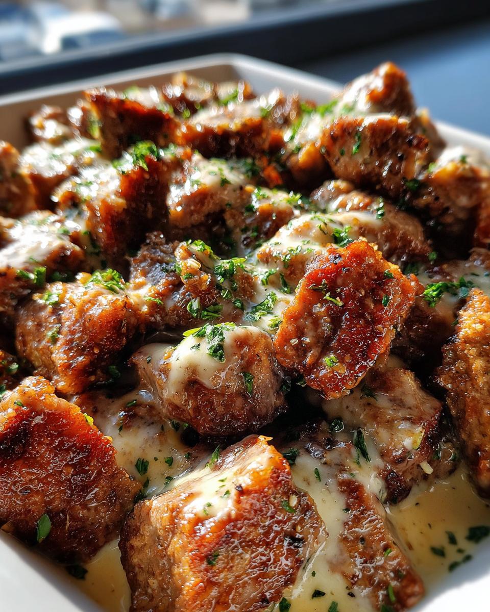 Garlic Butter Beef Bites with Parmesan Cream Sauce - detail 5