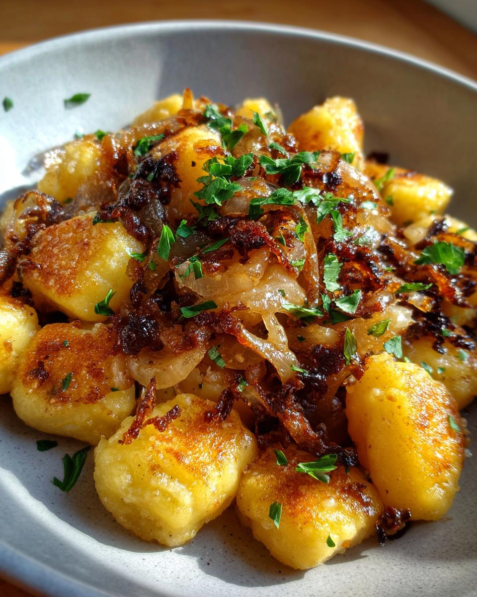 Goudgebakken Gnocchi met Gekarameliseerde Uien & Gruyère - detail 1