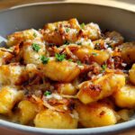Goudgebakken Gnocchi met Gekarameliseerde Uien & Gruyère