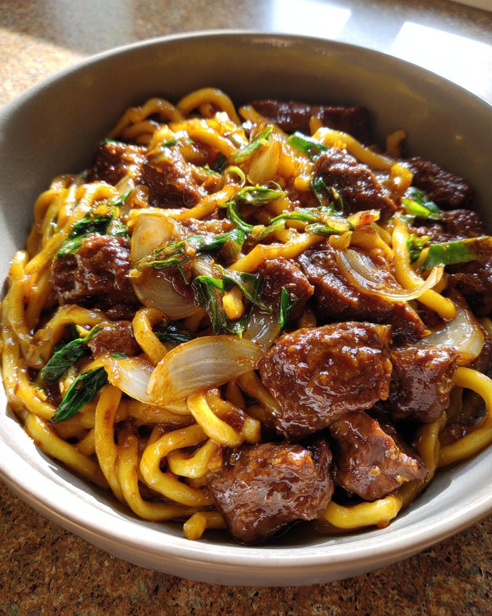 Hartige Aziatische Mongoolse Rundvlees Noodle Roerbak - detail 1