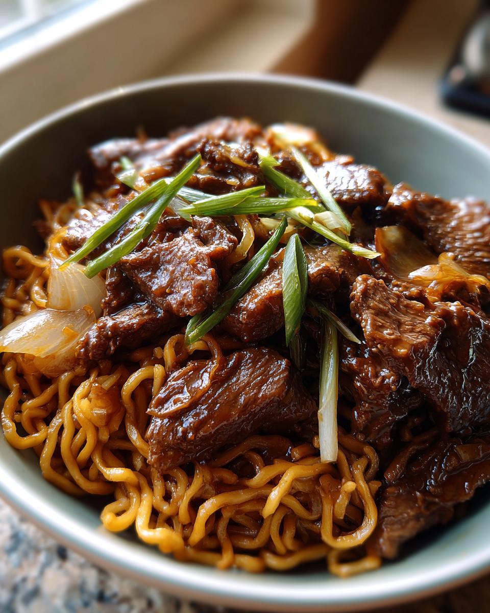 Hartige Aziatische Mongoolse Rundvlees Noodle Roerbak - detail 5