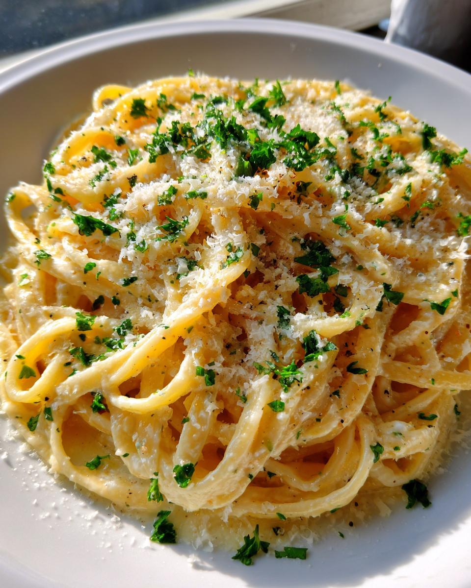 Kaasachtige Knoflookboter Linguine Pasta - detail 1