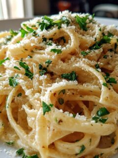 Kaasachtige Knoflookboter Linguine Pasta