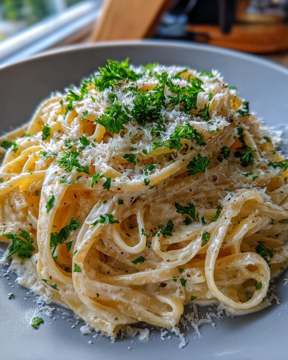 Kaasachtige Knoflookboter Linguine Pasta - detail 5