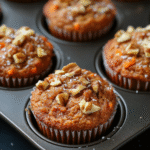 Appel-kaneel muffins met sappige stukjes appel en krokante kaneelsuiker topping – het ultieme herfstgebak dat altijd in de smaak valt.