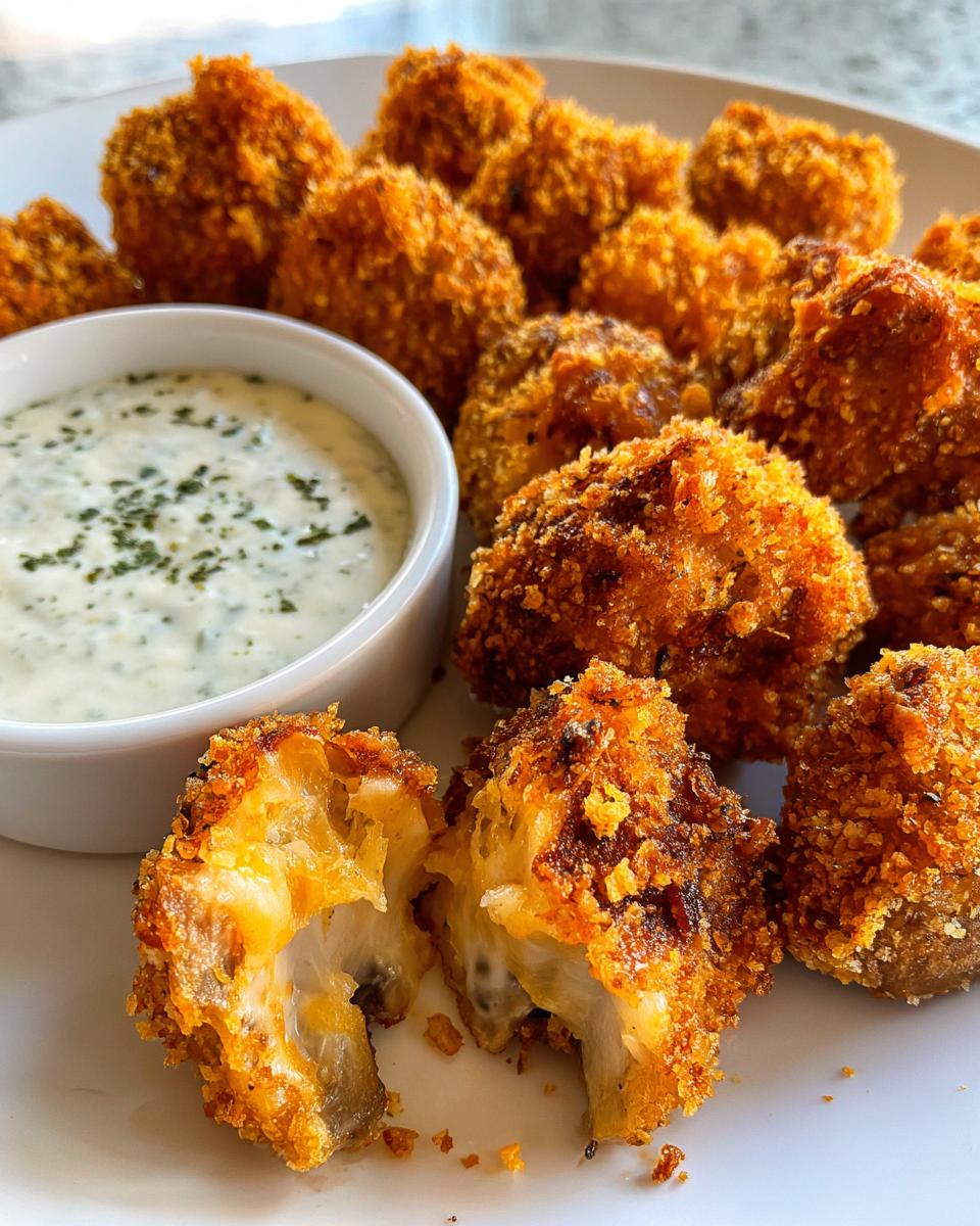 Air Fryer Crispy Fried Mushrooms with Cool Ranch Dip - detail 1