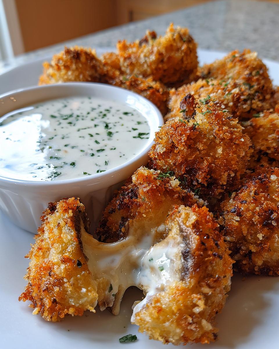 Air Fryer Crispy Fried Mushrooms with Cool Ranch Dip - detail 2