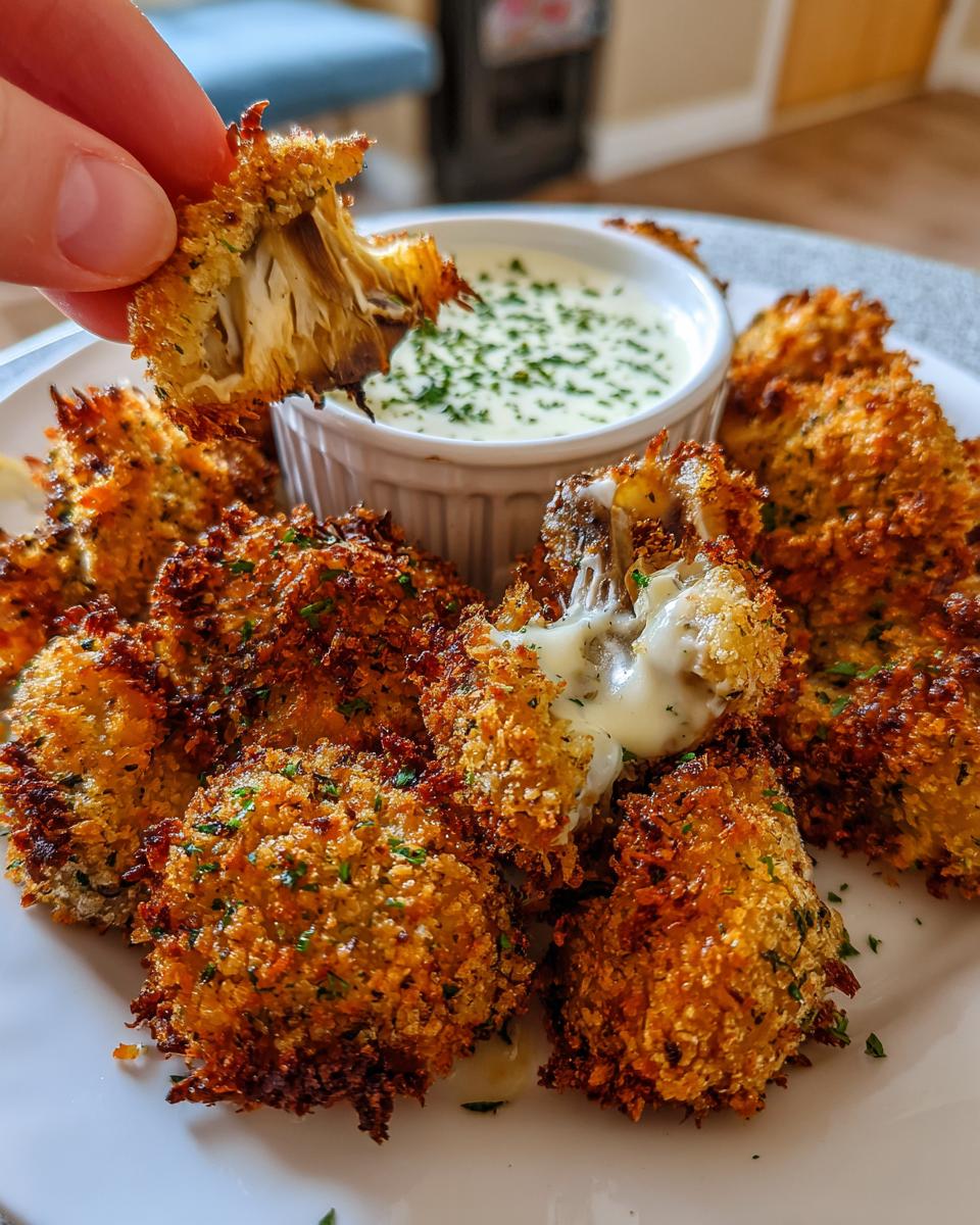 Air Fryer Crispy Fried Mushrooms with Cool Ranch Dip - detail 3