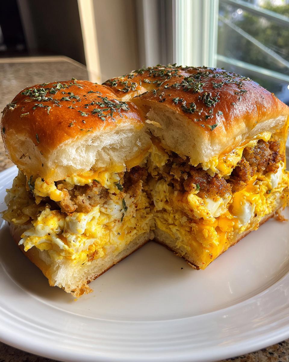 Cheesy Sausage and Egg Breakfast Sliders - detail 2