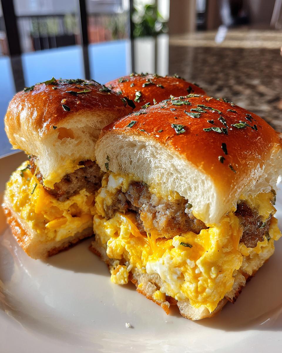 Cheesy Sausage and Egg Breakfast Sliders - detail 3