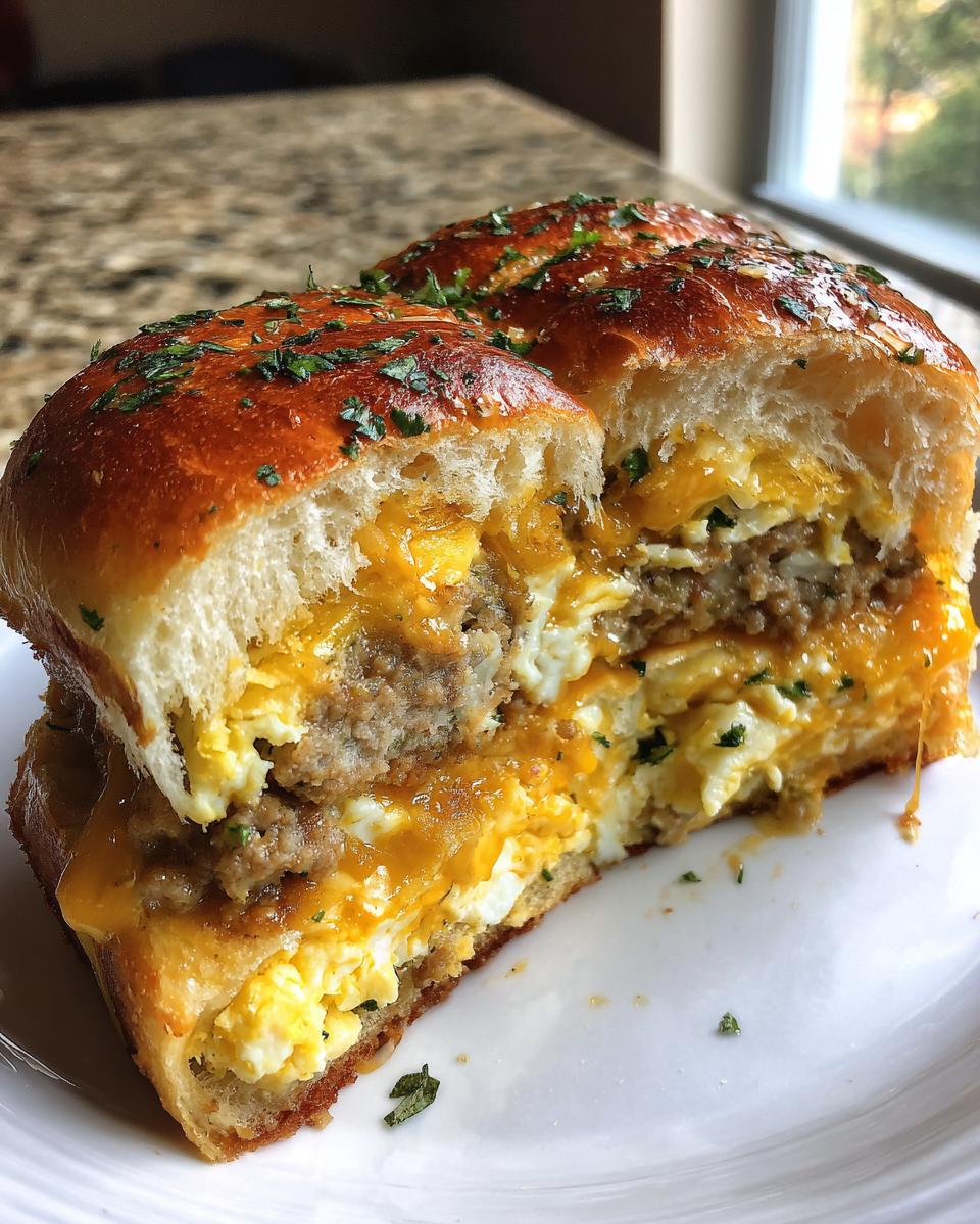 Cheesy Sausage and Egg Breakfast Sliders - detail 4