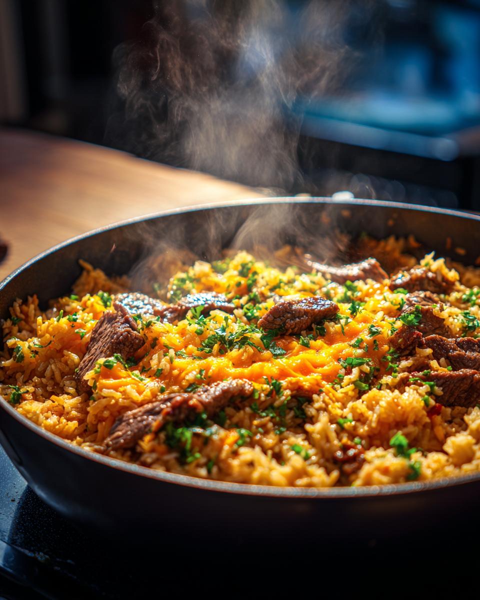Cheesy Steak Queso Rice Skillet - detail 4