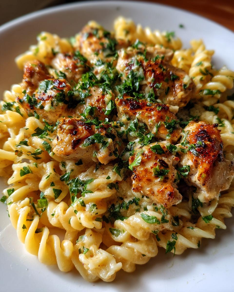 Creamy Garlic Parmesan Chicken with Cheesy Twisted Pasta - detail 1