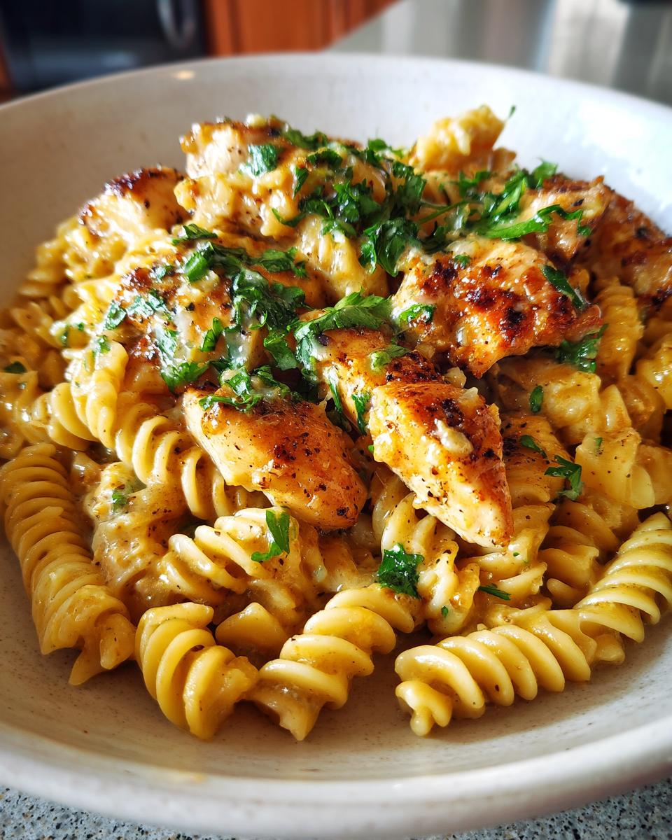 Creamy Garlic Parmesan Chicken with Cheesy Twisted Pasta - detail 2