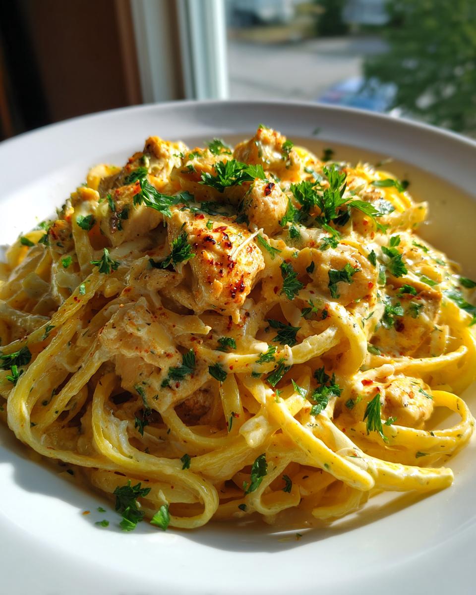 Creamy Velveeta Chicken Linguine with Mozzarella Garlic Sauce - detail 1