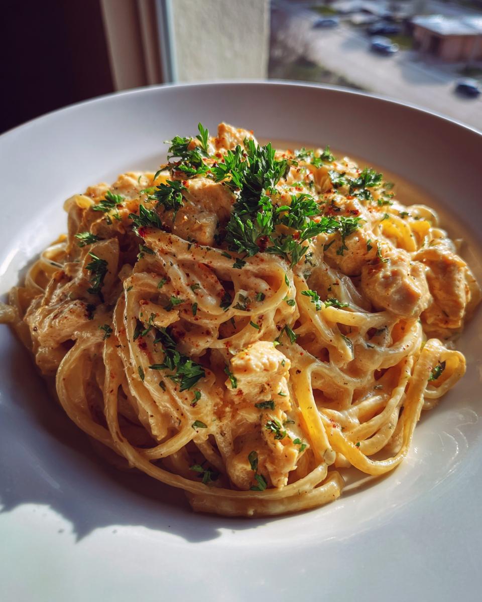 Creamy Velveeta Chicken Linguine with Mozzarella Garlic Sauce - detail 2