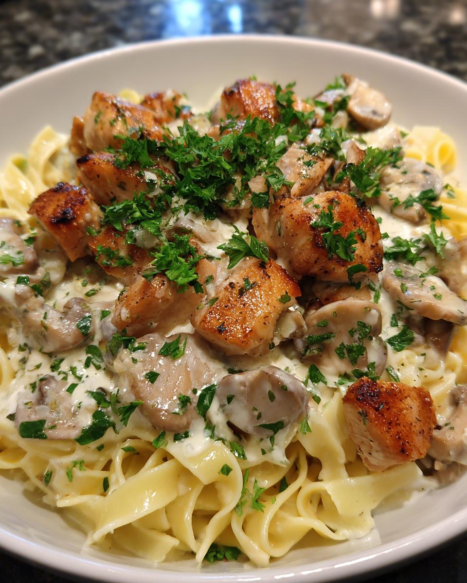 Garlic Chicken & Mushrooms in a Creamy Pasta Sauce - detail 1