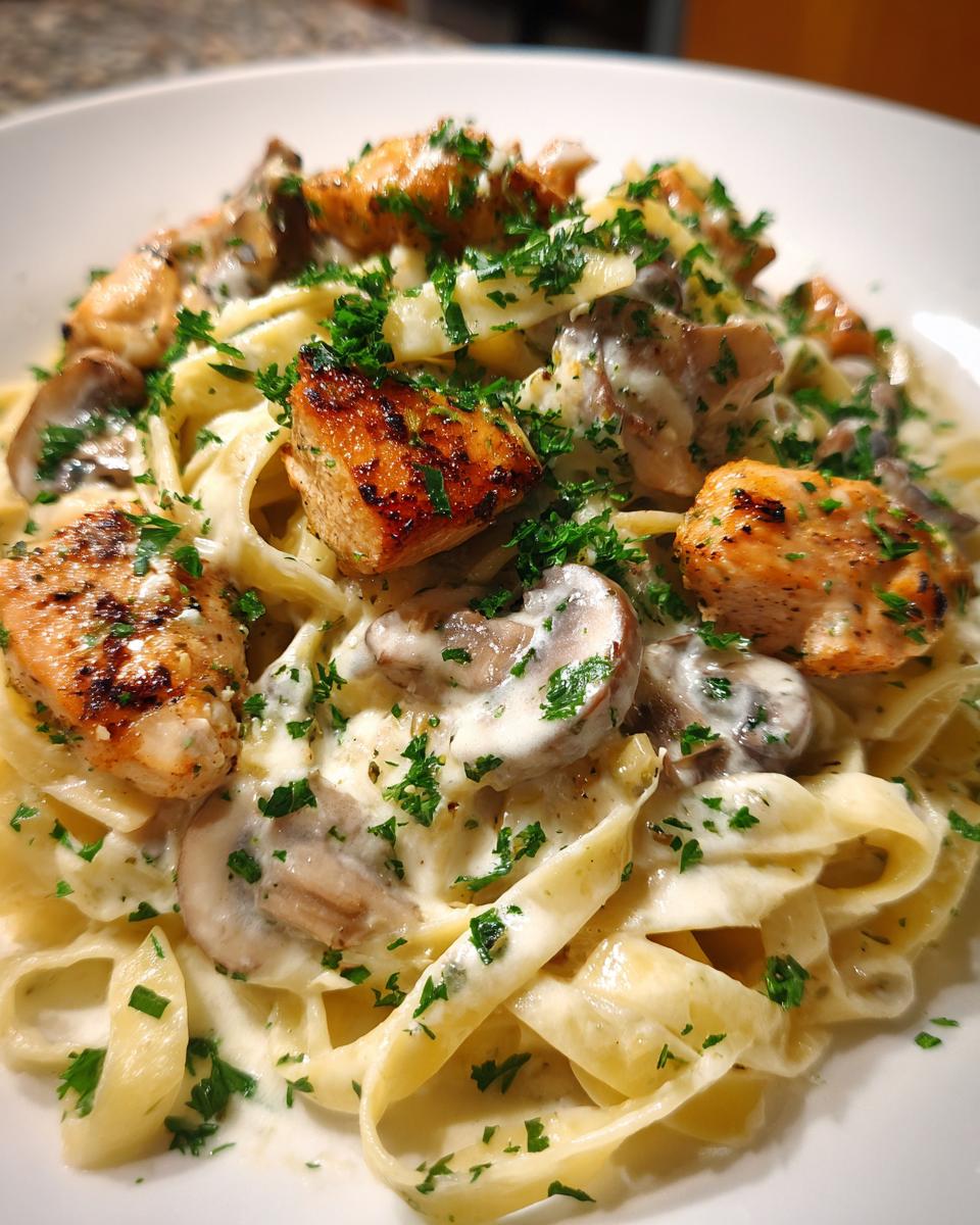 Garlic Chicken & Mushrooms in a Creamy Pasta Sauce - detail 2