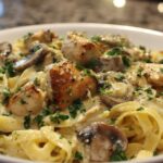 Garlic Chicken & Mushrooms in a Creamy Pasta Sauce