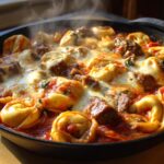 Garlic Steak & Cheese-Filled Tortellini Skillet