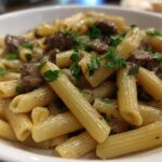 One Pot Creamy Beef and Garlic Butter Pasta