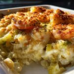 Shrimp and Leek Casserole with Creamy Sauce