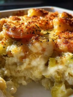 Shrimp and Leek Casserole with Creamy Sauce