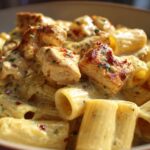 Spicy Cajun Chicken Rigatoni with Creamy Mozzarella Alfredo