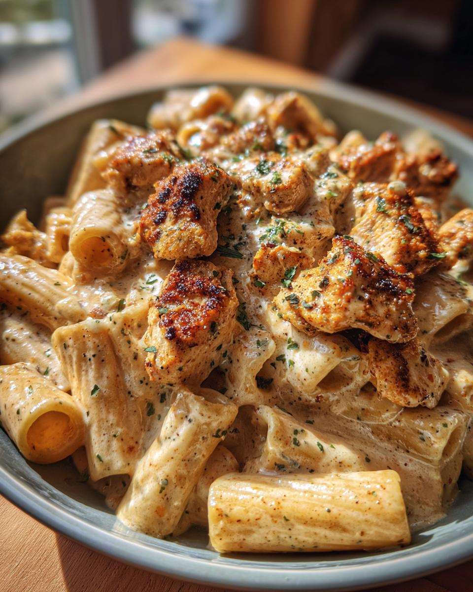 Spicy Cajun Chicken Rigatoni with Creamy Mozzarella Alfredo - detail 3