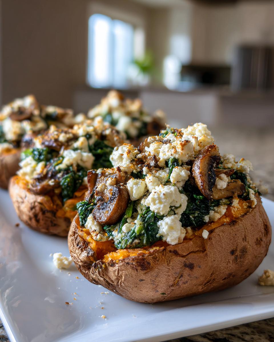 Stuffed Sweet Potatoes with Spinach, Mushroom, and Feta - detail 2