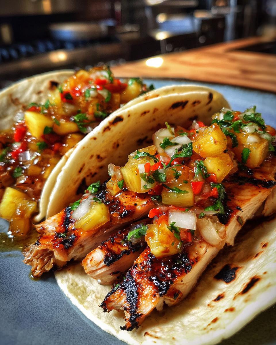 Teriyaki Chicken Tacos with Grilled Pineapple Pear Salsa - detail 1