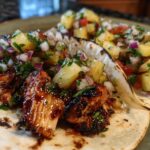 Teriyaki Chicken Tacos with Grilled Pineapple Pear Salsa