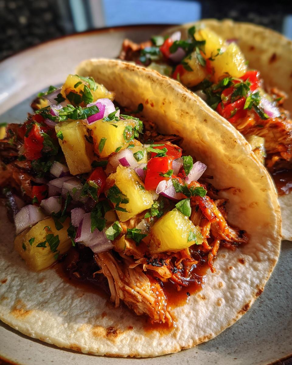 Teriyaki Chicken Tacos with Grilled Pineapple Pear Salsa - detail 2