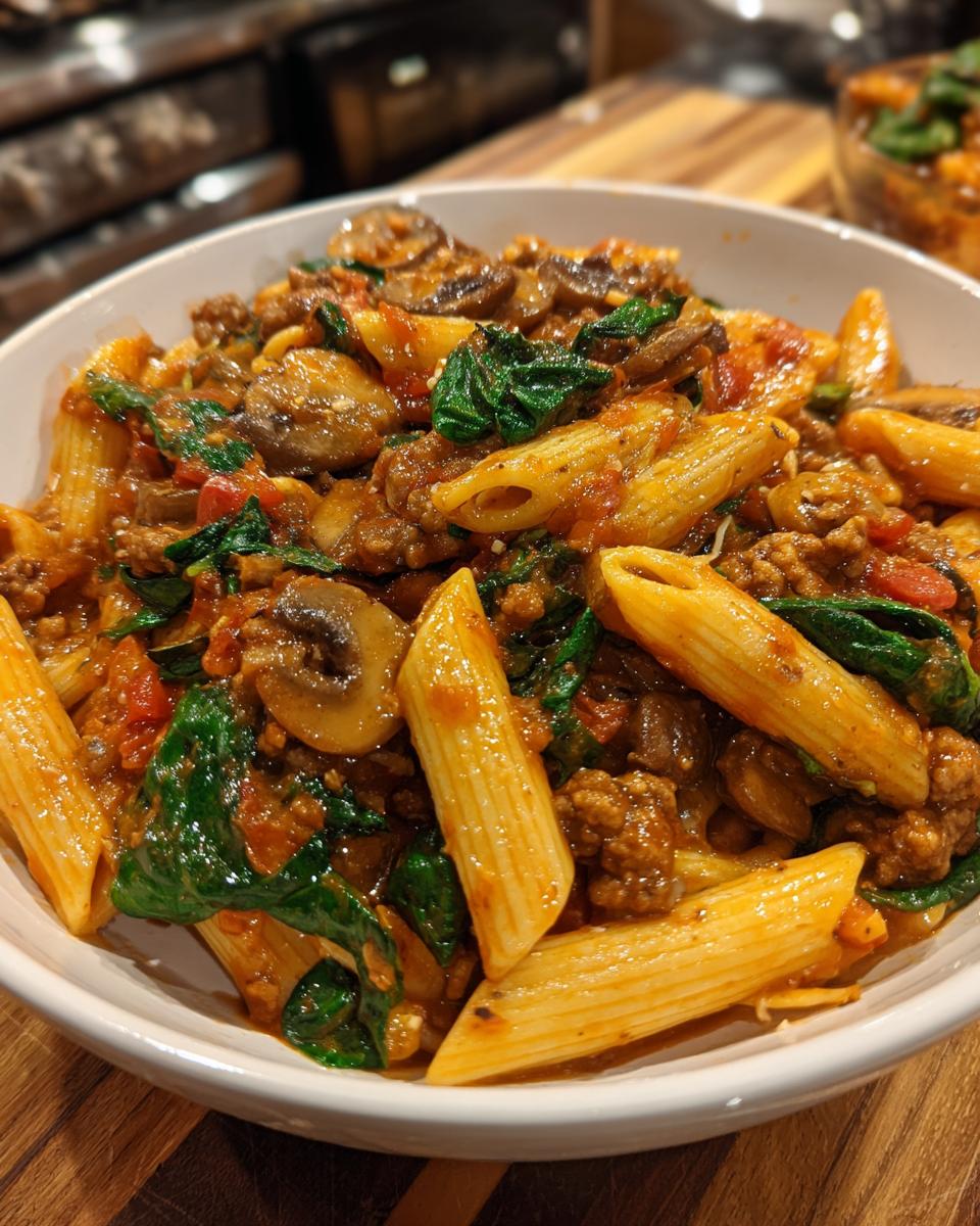 30-Minute Italian Sausage Pasta with Spinach and Mushrooms - detail 3