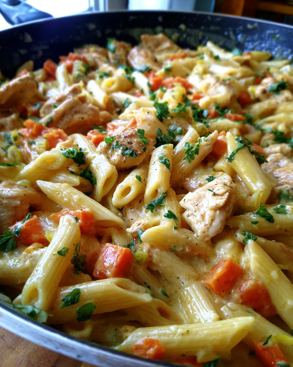 Creamy Chicken Pot Pie Pasta Skillet for Thanksgiving - detail 1