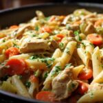 Creamy Chicken Pot Pie Pasta Skillet for Thanksgiving